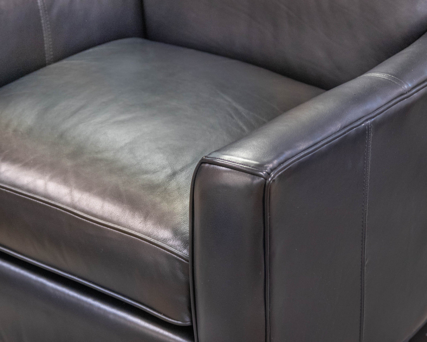 Pair of Ethan Allen Collin Leather Chairs in Black