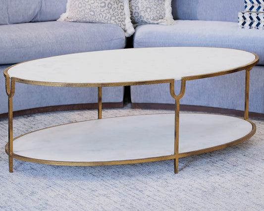 Global View Iron and Stone Cocktail Table