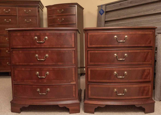 Pair of Ethan Allen Mahoagny 4 Drawer  Nightstands