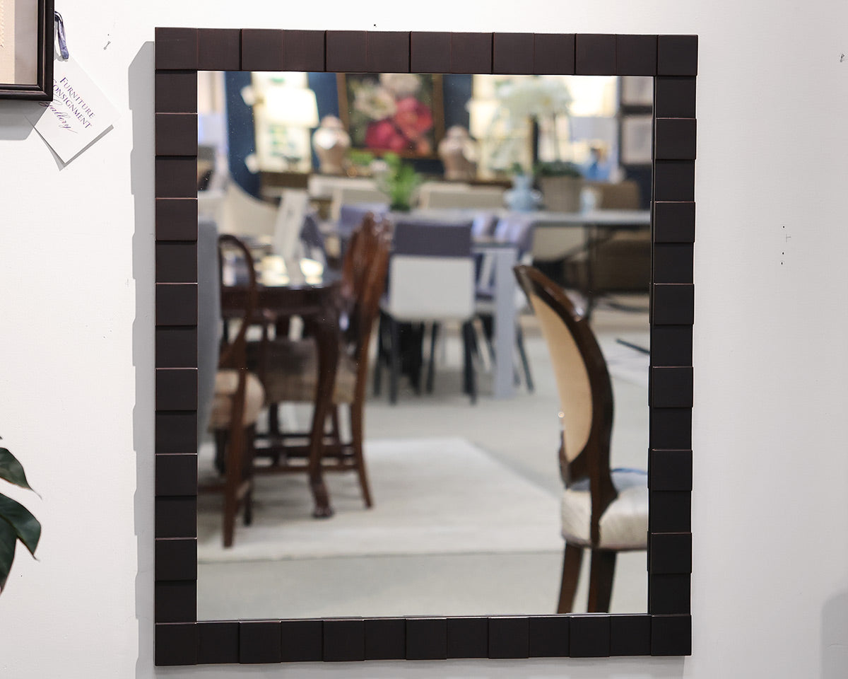 Block Frame Mirror in Black Rub-Thru Finish