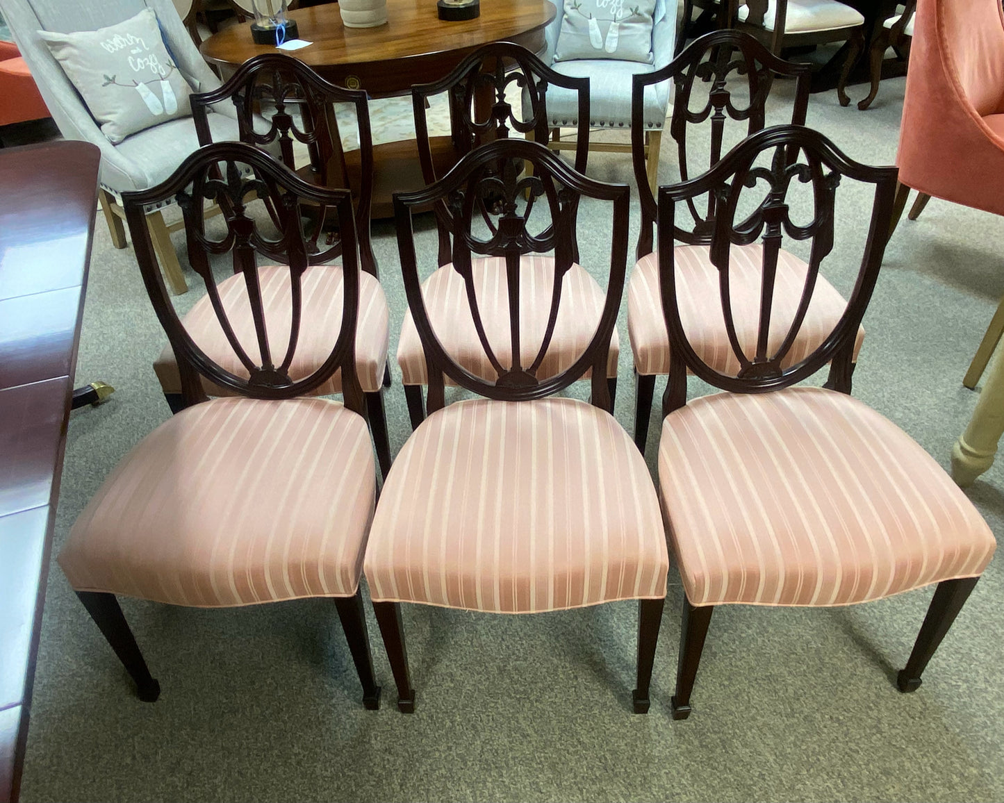 Set of 6 Kindel Mahogany Shieldback Chairs