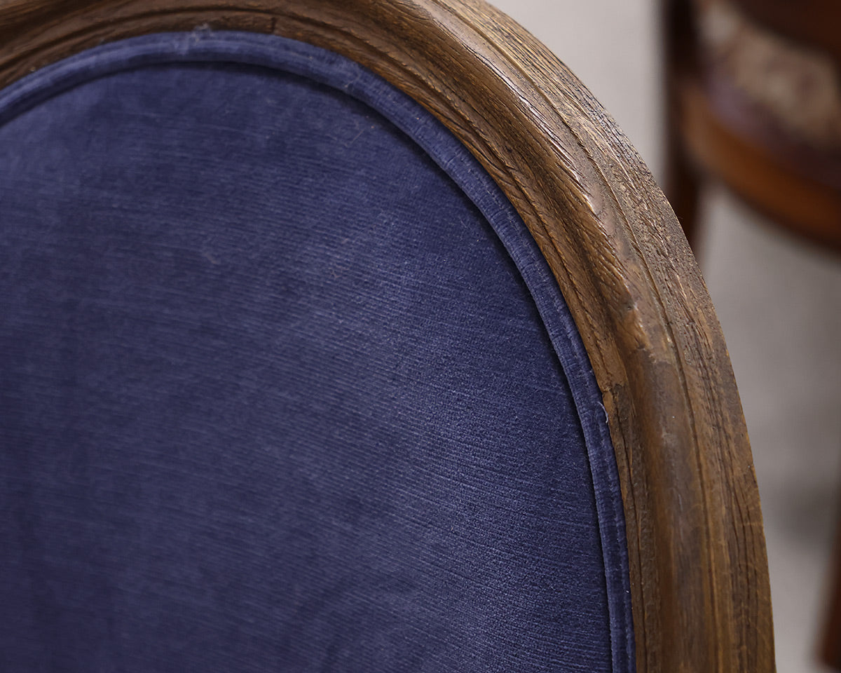 Set of 6 Restoration Hardware Blue Velvet Dining Chairs