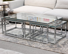 Horchow Nesting Glass and Chrome Cocktail Table