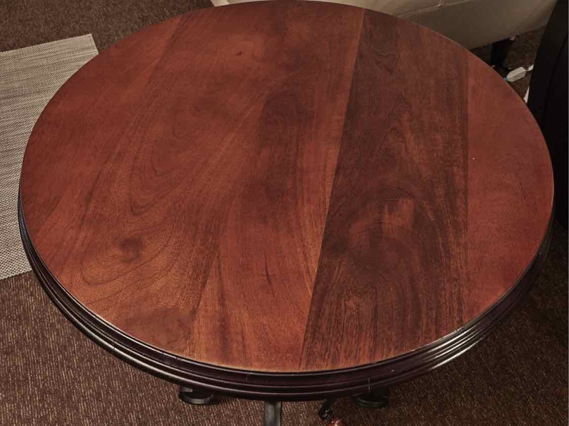 Cherry Top Round Iron Adjustable Height Accent Table