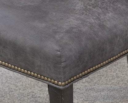 Set of 12 Camden Collection Charcoal Grey Bonded Leather Dining Chairs