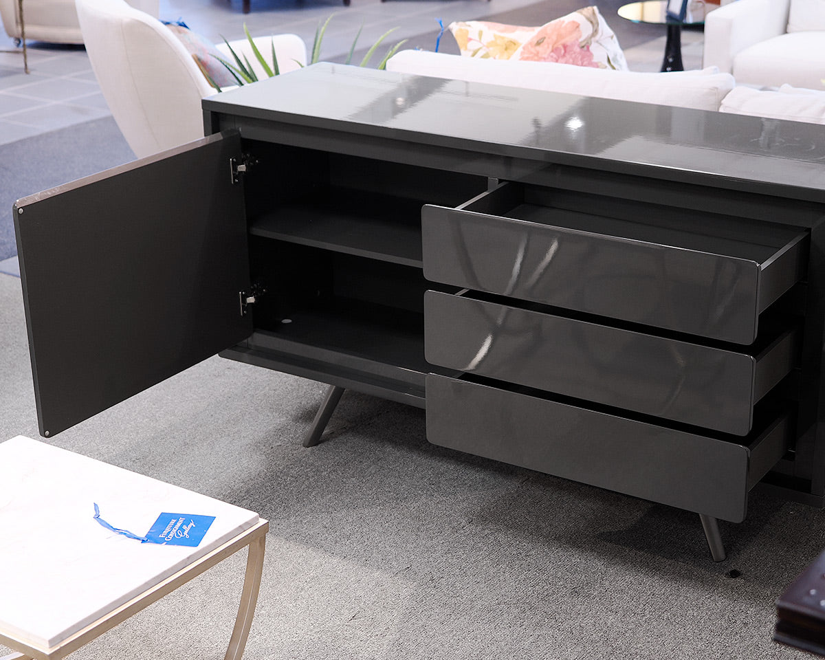 Gray Lacquer MCM Console