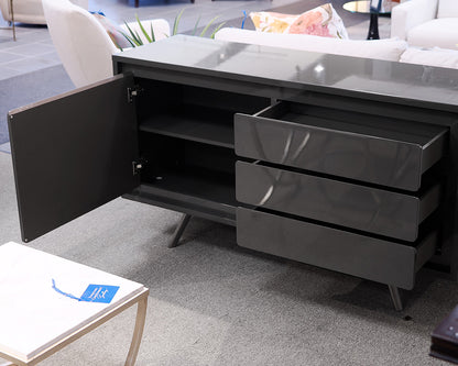 Gray Lacquer MCM Console