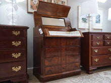 Walnut Antique White Marble Flip Top Dressing Chest
