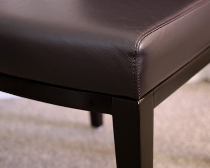 Set of 4 Chocolate Brown Faux Leather Parsons Dining Chairs