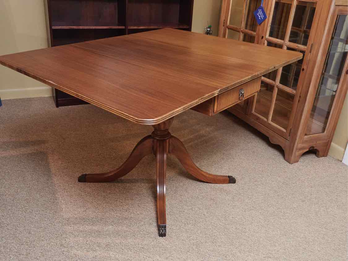 Mahogany Zebra Stripe Dropleaf Pedestal  Dining Table