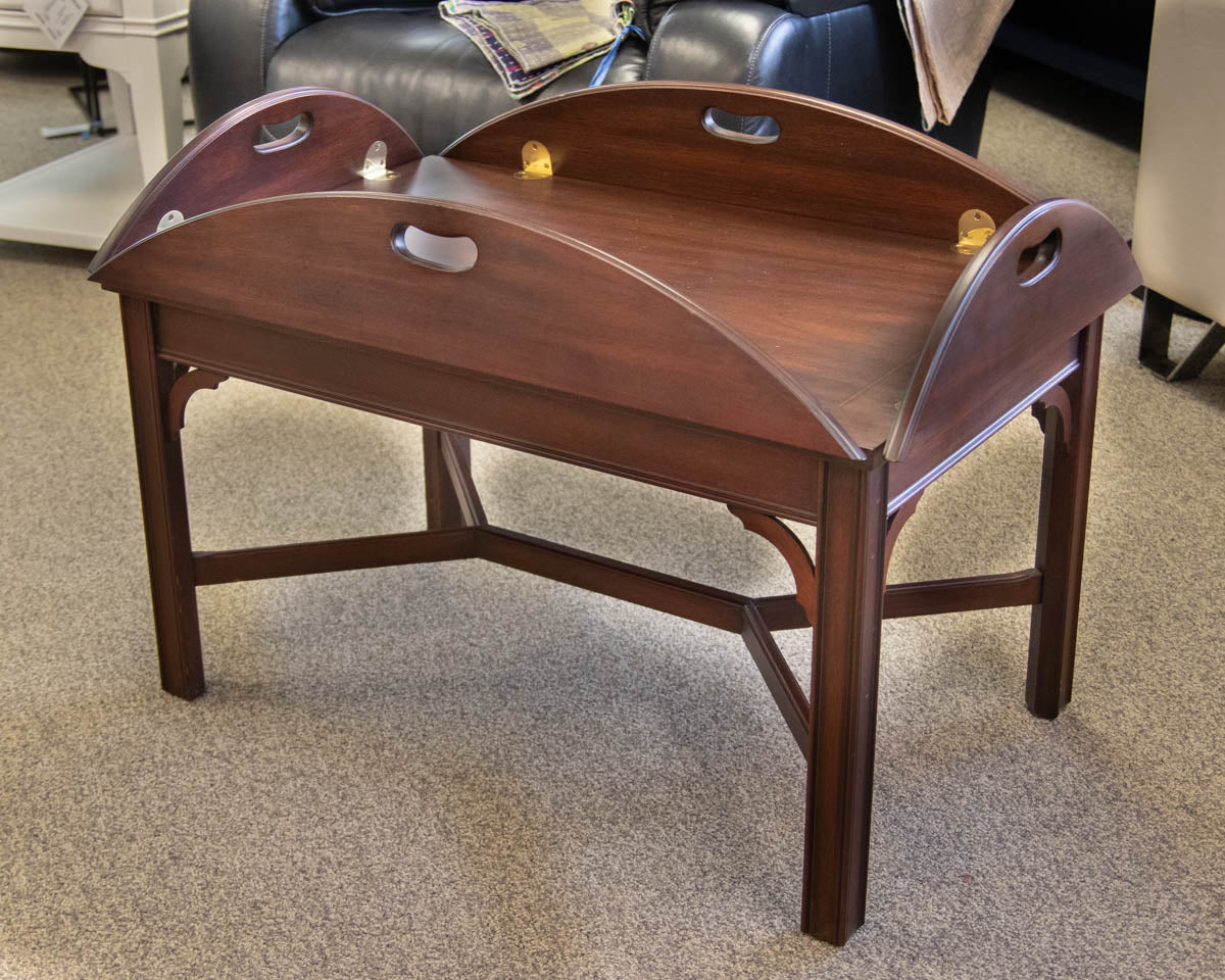 Henkel Harris Mahogany Butler Tray Cocktail Table with Brass Hardware
