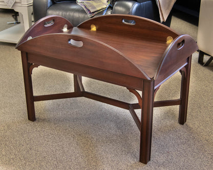 Henkel Harris Mahogany Butler Tray Cocktail Table with Brass Hardware