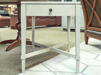Gat Creek Ava Side Table with Shelf in Hand-Glazed Parchment Finish