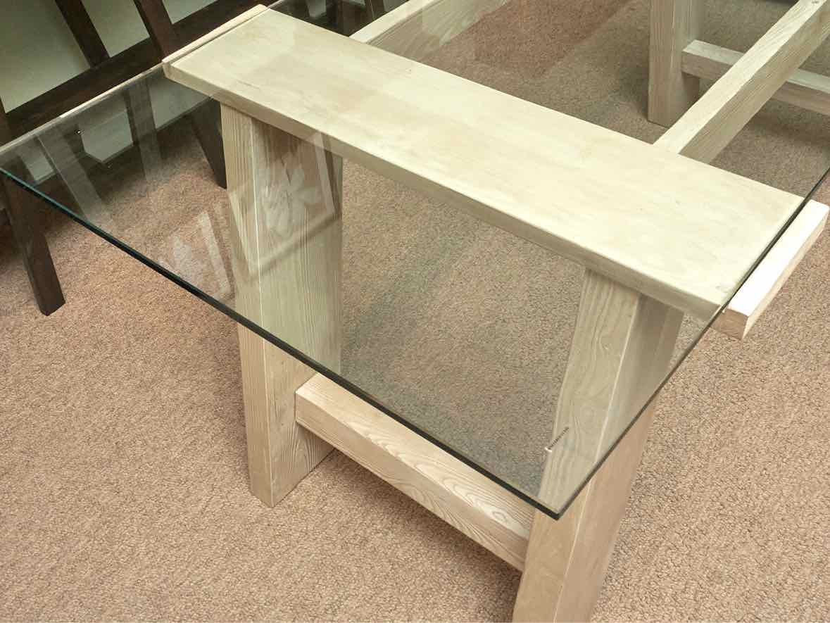 RH Saw Horse Desk with Tempered Glass Top