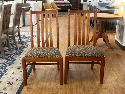 Pair of Cherry Slat Back Dining Chairs