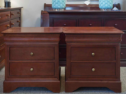 Pair of Louis Phillip Style Nightstands in Cherry/Bourbon Finish