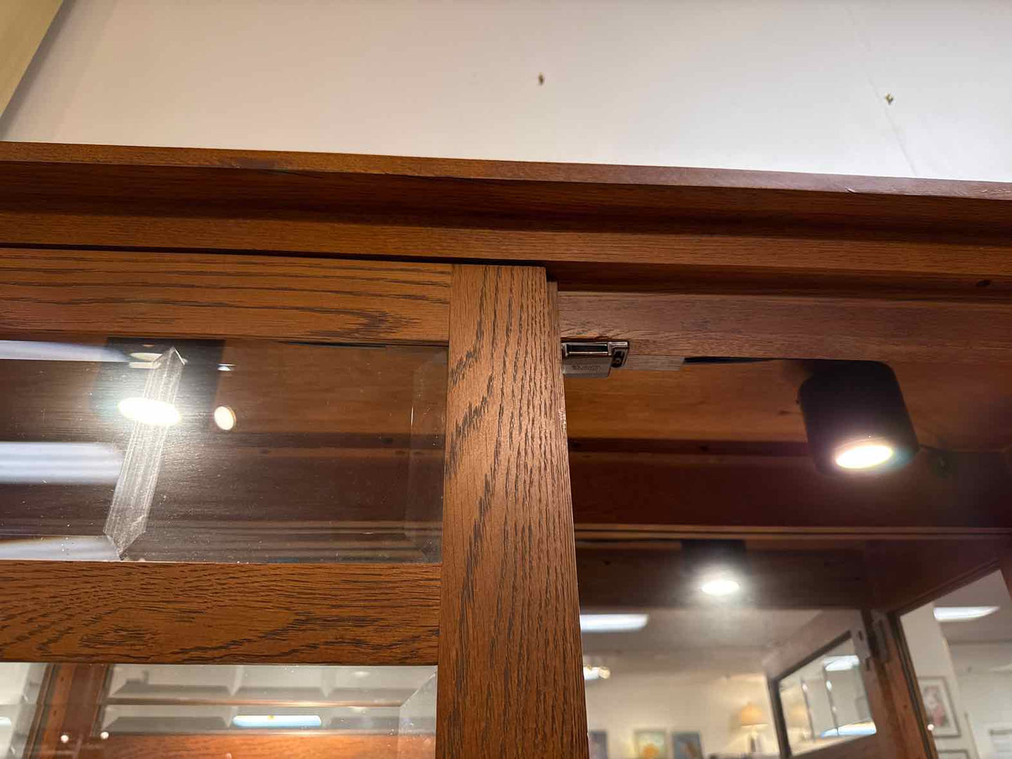 Lighted Oak Mission Display Cabinet