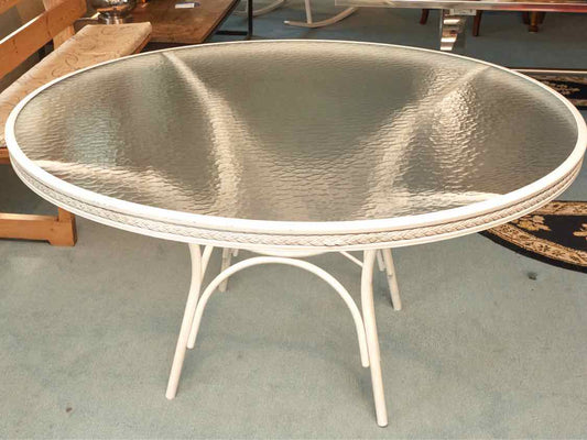 Lloyd Flanders Round Glass Top Outdoor Dining Table