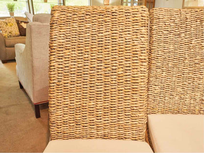 Pair Of  Banana Leaf Dining Chairs With Pads