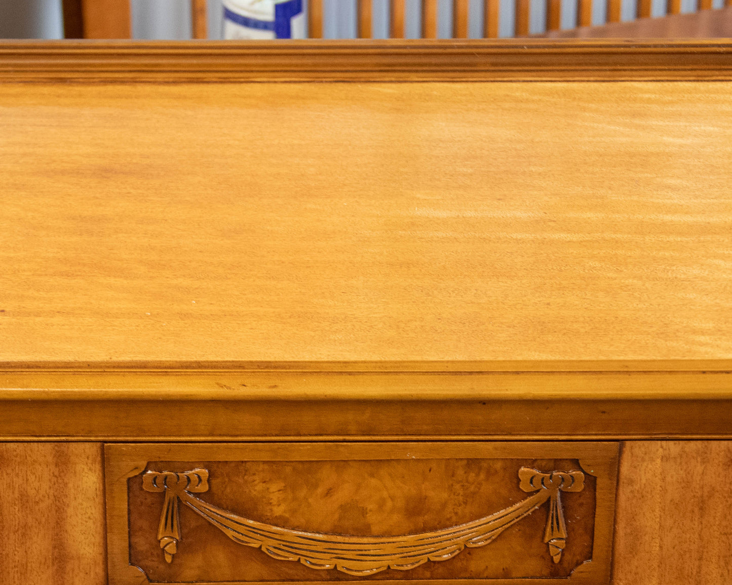 Satin Wood 4 Drawer Chest with Garland Detail