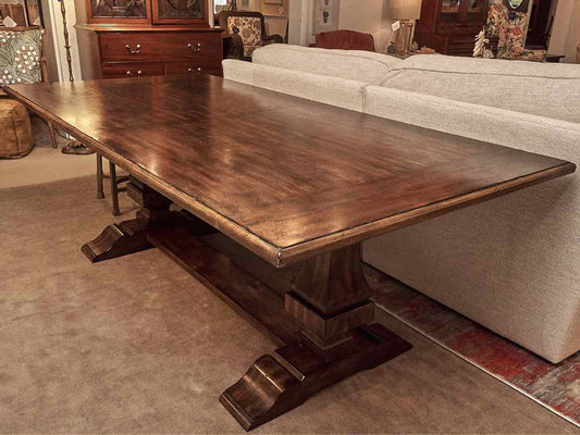 Elm Wood Trestle Dining Table