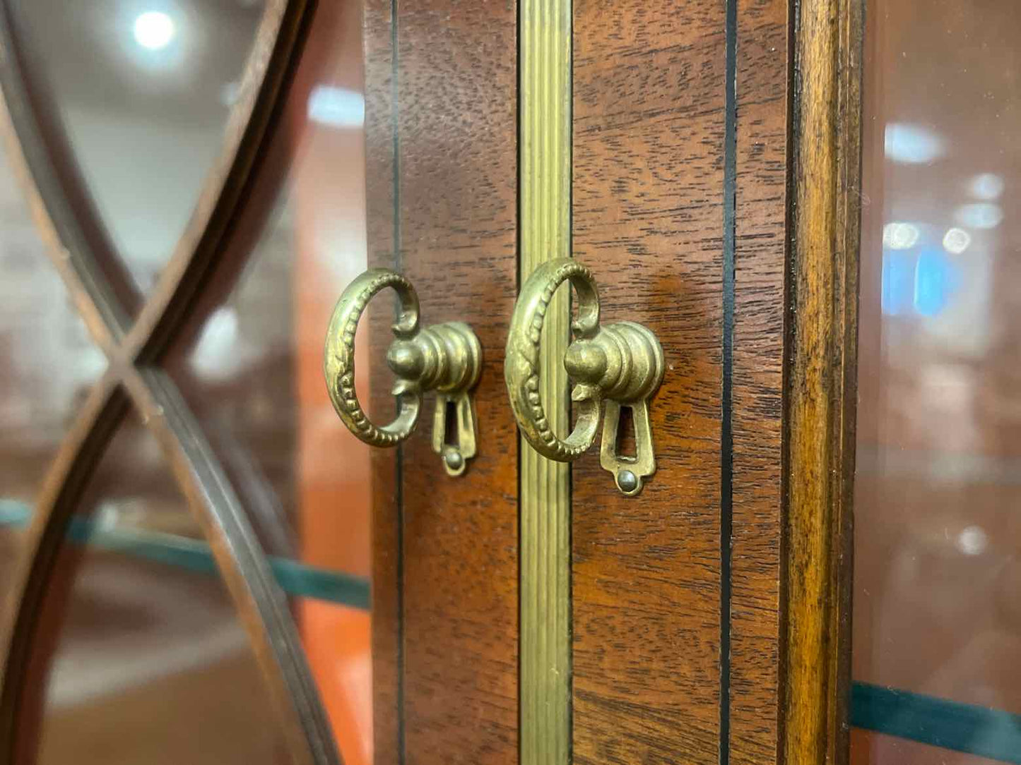 Inlaid Mahogany Arched Display Cabinet
