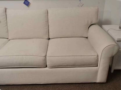 Ethan Allen 'Bennett' Ivory Vintage Linen Upholstered 3  Cushion Sofa