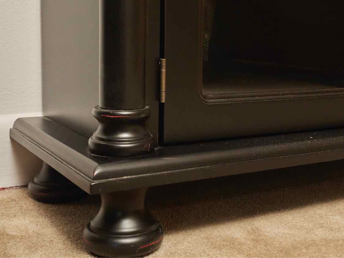 Two Glass Door 5 Shelf Black Finish Bookcase Cabinet
