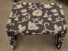 Black & Beige Floral Pattern Upholstered Stool