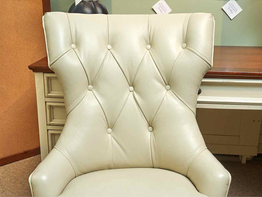 Hooker 'Cream Bone'  Tufted Leather Nailhead Trim  Office Chair