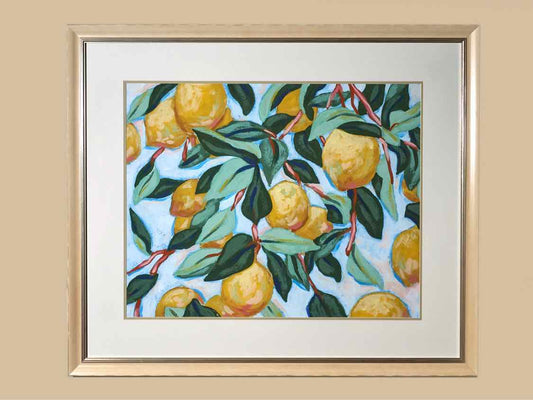 'Sunshine Citrus II' Art Print Under Glass Double Matted Cream Frame