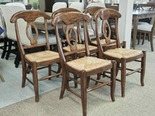 Pottery Barn Set of  5 Napoleon Solid Wood w/  Rush Seating  Dining Chairs