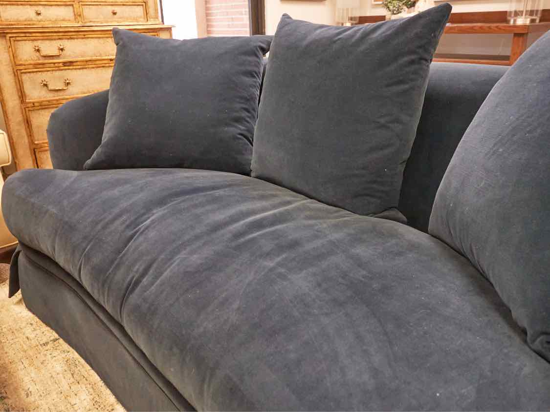 Custom Kidney Shape Loveseat in Navy Velvet