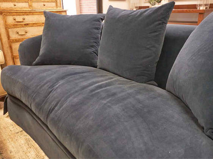 Custom Kidney Shape Loveseat in Navy Velvet