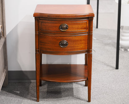 Mahogany 2-drawer Bowfront Nightstand with Brass Edwardian Pulls