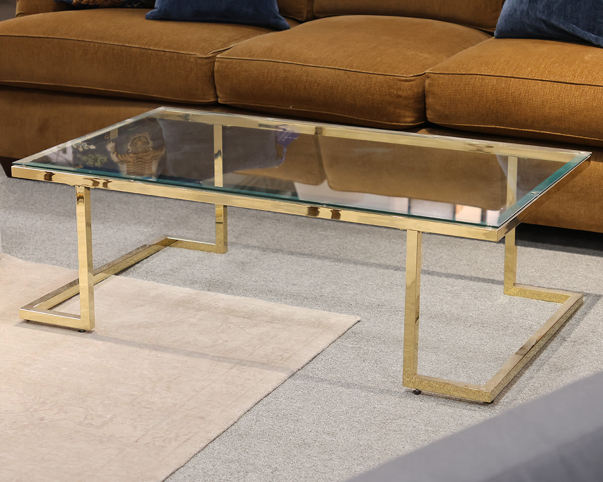 Brass and Glass Cocktail Table