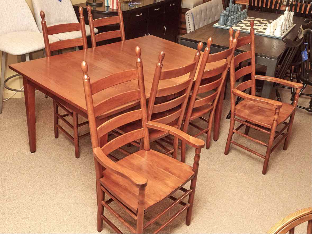 Cabot House Keystone Collection Shaker  Cherry Table 2 Leaves  &  6 Chair Set