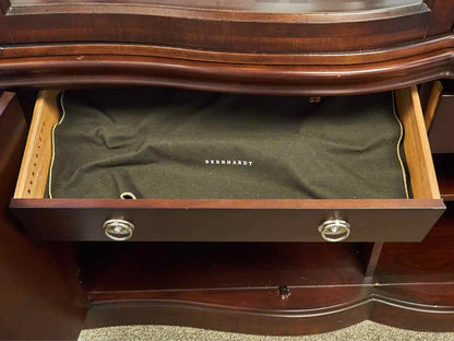 Bernhardt Lighted Display Cabinet with Closed Storage in Mahogany Finish