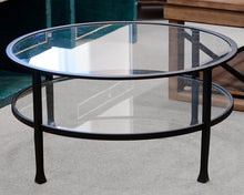 Round Metal and Glass 2-Tiered Cocktail Table