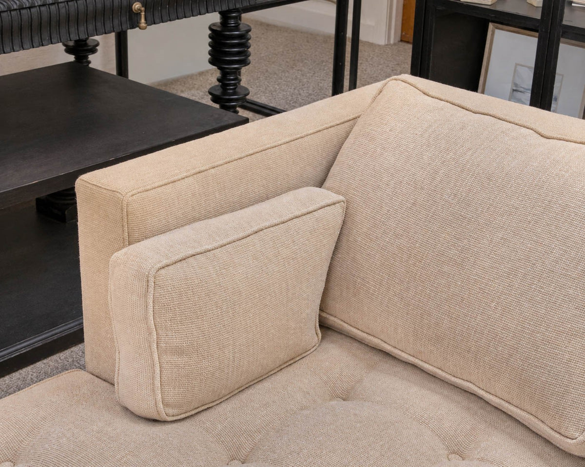 Duralee Tufted Three Piece Sectional in Golden Wheat Upholstery