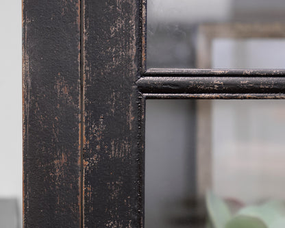 Black Distressed Glass Library Cabinet