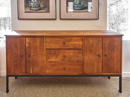 Room & Board Linear Storage Cabinet in Walnut on Natural Steel Frame