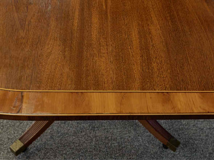Baker Mahogany Double Pedestal Dining Table with Yewwood Banded Inlay