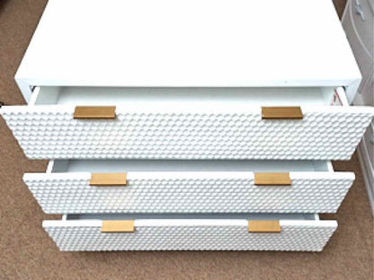 Adore Decor "Jolie' 3 Drawer White Finish Honeycomb Chest
