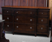 West Brothers Furniture Dark Maple Triple Dresser With Mirror