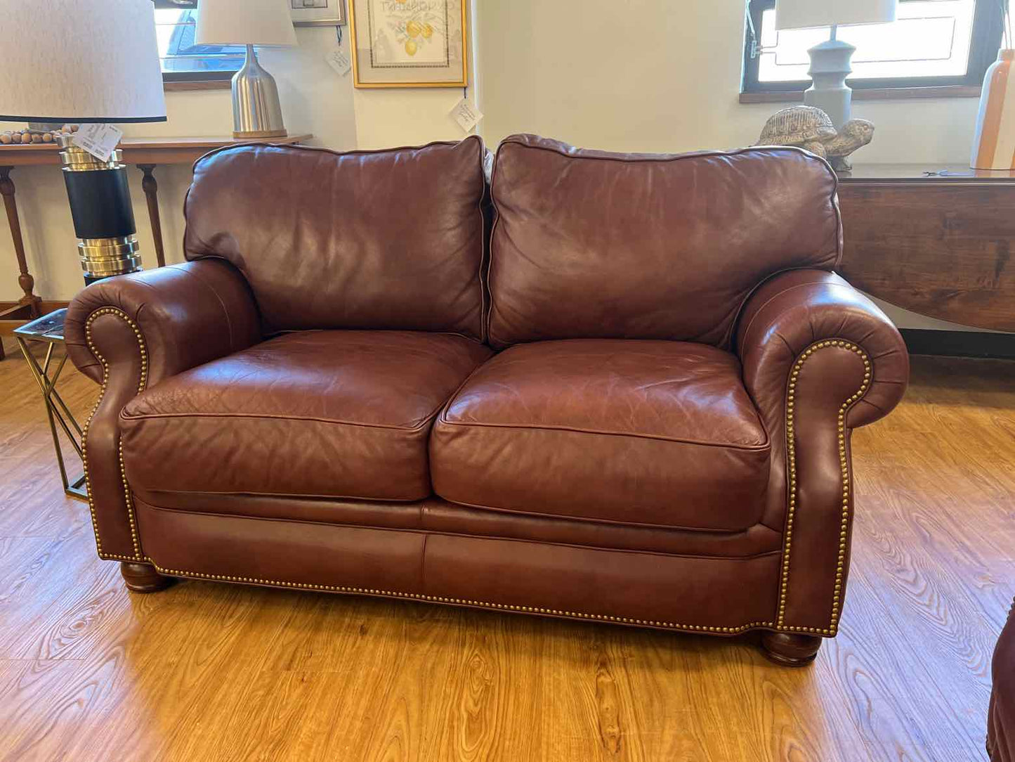 Hancock and Moore Burgundy Leather Loveseat