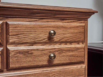 Jamestown Sterling Oak 7 Drawer Dresser with Pediment Mirror