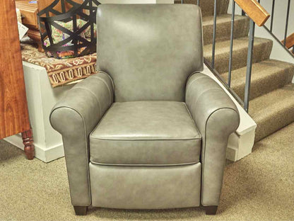 Ethan Allen Roll Arm Recliner in Grey Leather