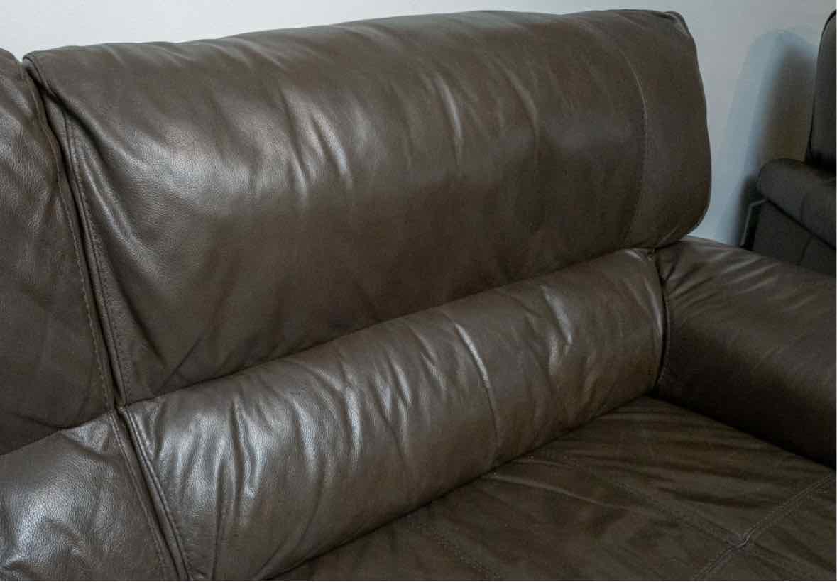 Chateau d'ax Bustle Back Bonded Brown Leather Sofa