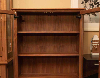 Pompanoosuc Mills Natural Cherry 3 Shelf 2 Glass Door Display Cabinet